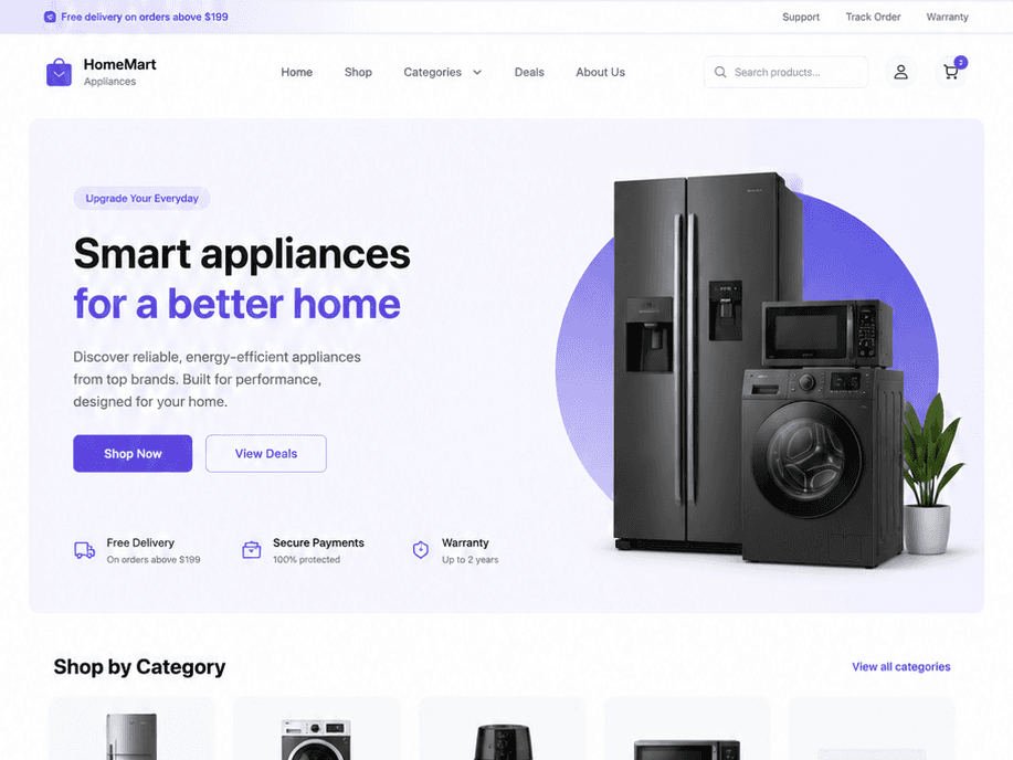 HomeMart, Appliance E-commerce Store screenshot 1
